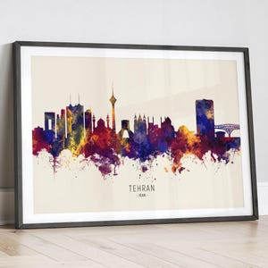 Tehran Skyline Iran, Cityscape Painting Art Print Poster LX (14991)
