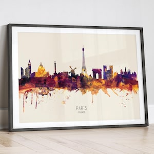 Skyline van Parijs Frankrijk, stadsgezicht schilderij kunstafdruk poster LX (14983)