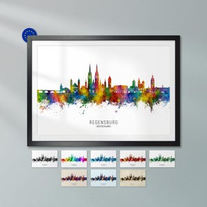 Regensburg Skyline Duitsland, Posterprint Stadsgezicht Kunst ZX (40749)