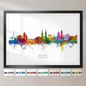 Beltz Skyline Nordirland, Stadtansicht Gemälde Kunstdruck Poster CX (6487)