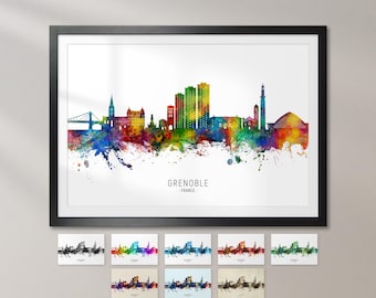 Grenoble Skyline France, Cityscape Art Print Poster KX (26071)