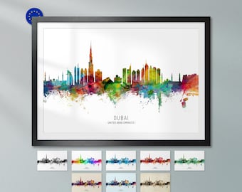 Dubai Skyline United Arab Emirates, Poster Print Cityscape Art ZX (6496)