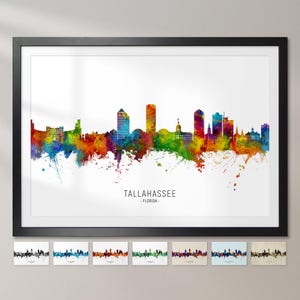 Tallahassee Skyline Floryda, miejski pejzaż malarstwo wydruk artystyczny plakat CX (14855)