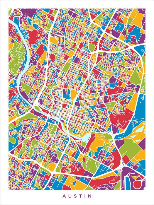 Austin Map, Austin Texas City Map, Art Print (2944) - Etsy
