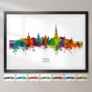 Bern Skyline Switzerland, Cityscape Painting Art Print Poster CX (6713)