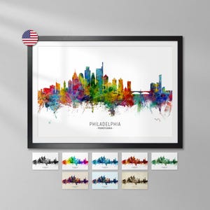 Philadelphia Skyline Pennsylvania, Art Print Poster YX (6774)