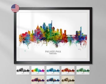 Philadelphia Skyline Pennsylvania, Art Print Poster YX (6774)