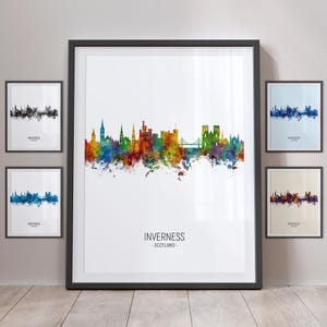 Inverness Skyline, Inverness Scotland black, white Cityscape Art Print Poster Portrait PX (6808)