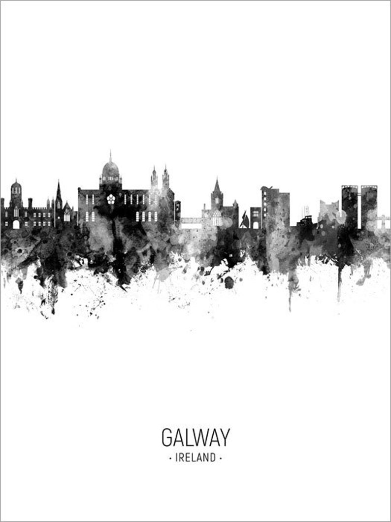 Galway Skyline Galway Ireland Cityscape Art Print Poster Etsy