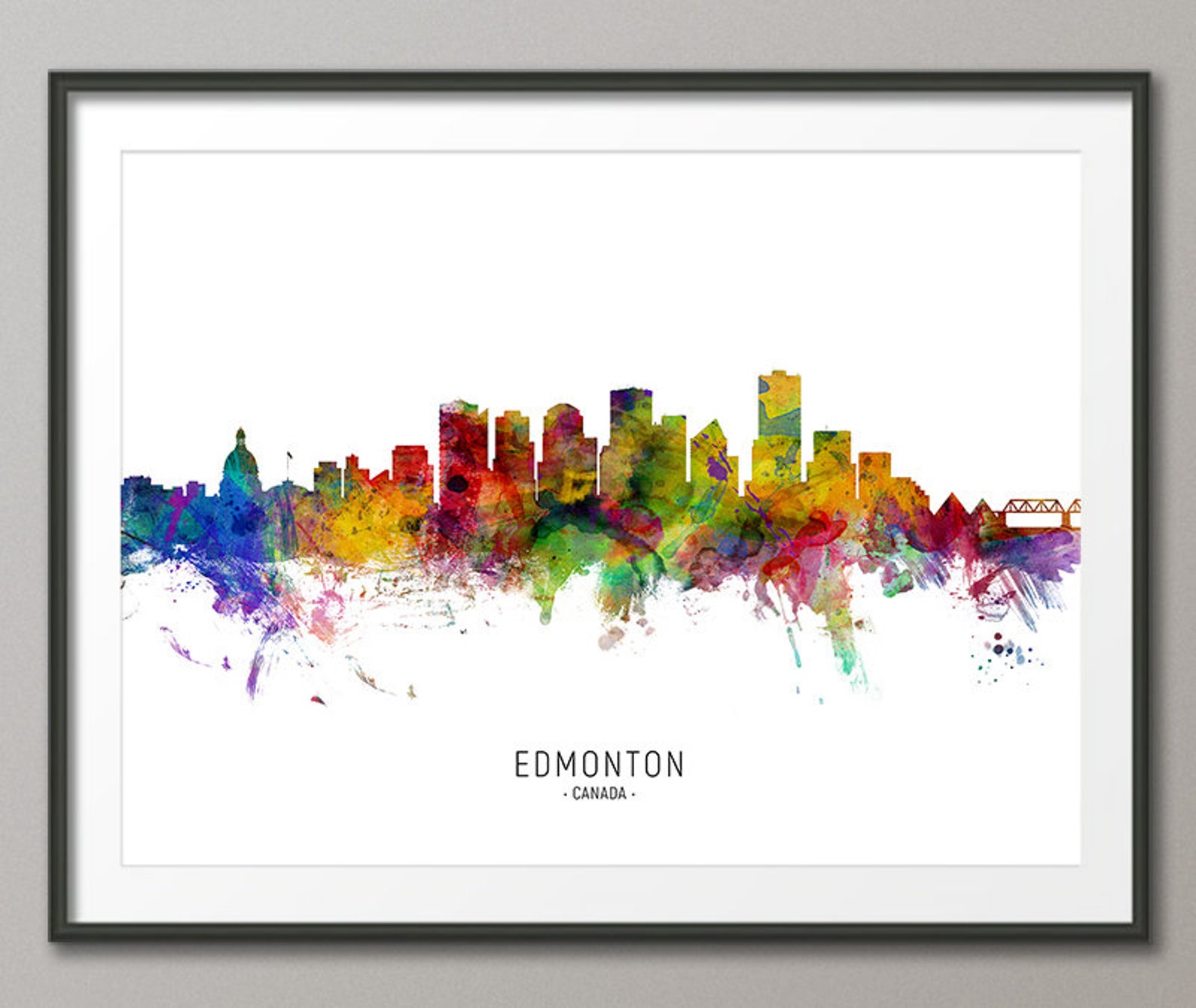 Edmonton Skyline Canada Cityscape Painting Art Print Poster Etsy