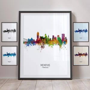 Memphis Skyline, Memphis Tennessee Cityscape Art Print Poster Portrait PX (4963)