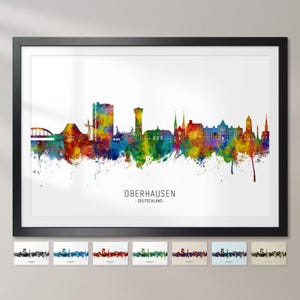 Oberhausen Skyline Deutschland, Cityscape Painting Art Print Poster CX (34018)