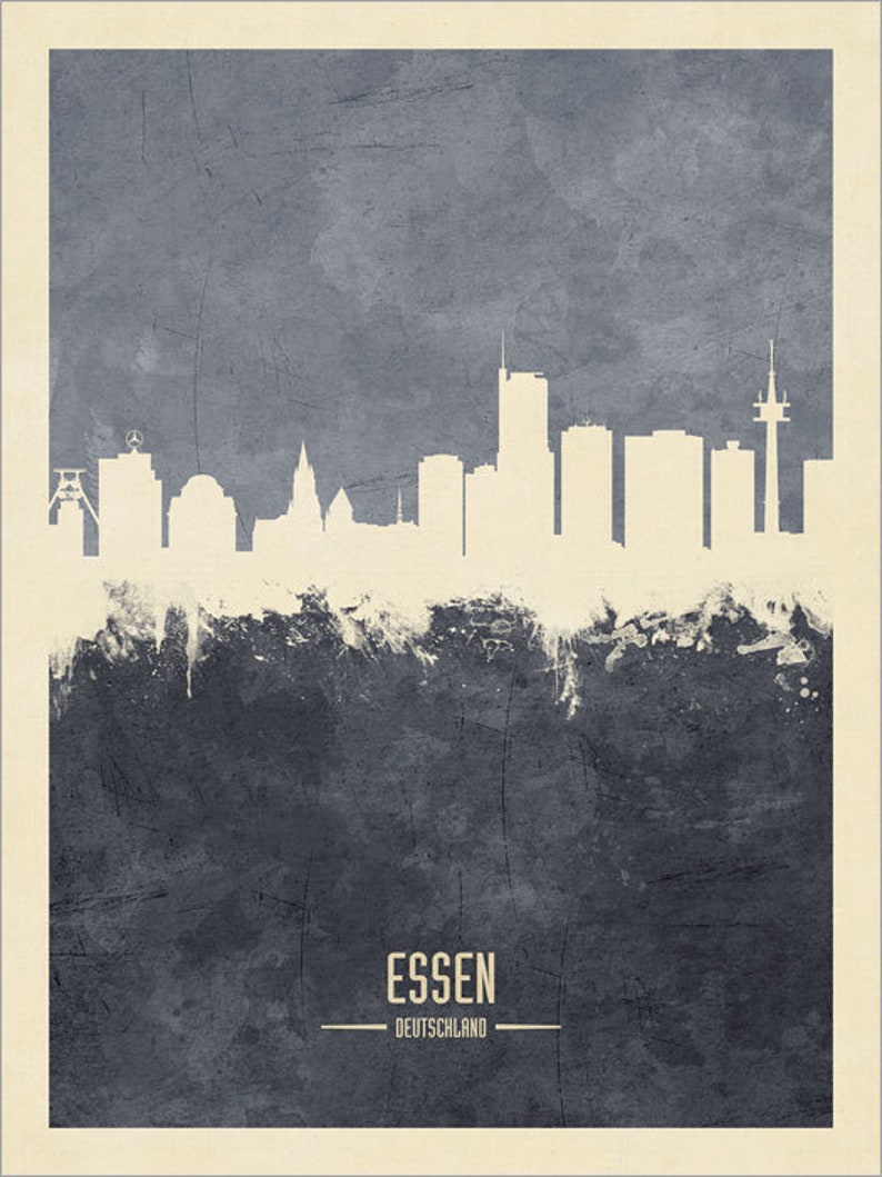 Essen Skyline, Essen Cityscape Germany, Watercolor Art Print Poster 4191 image 9