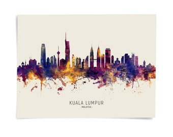 Kuala Lumpur Skyline Malaysia, Painting Art Print Poster LX (30553