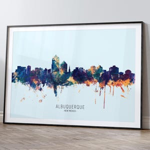Albuquerque Skyline New Mexico, Cityscape Painting Art Print Poster HX (12215)