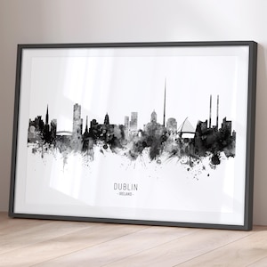 Dublin Skyline Ireland, Cityscape Painting Art Print Poster BX (11460)