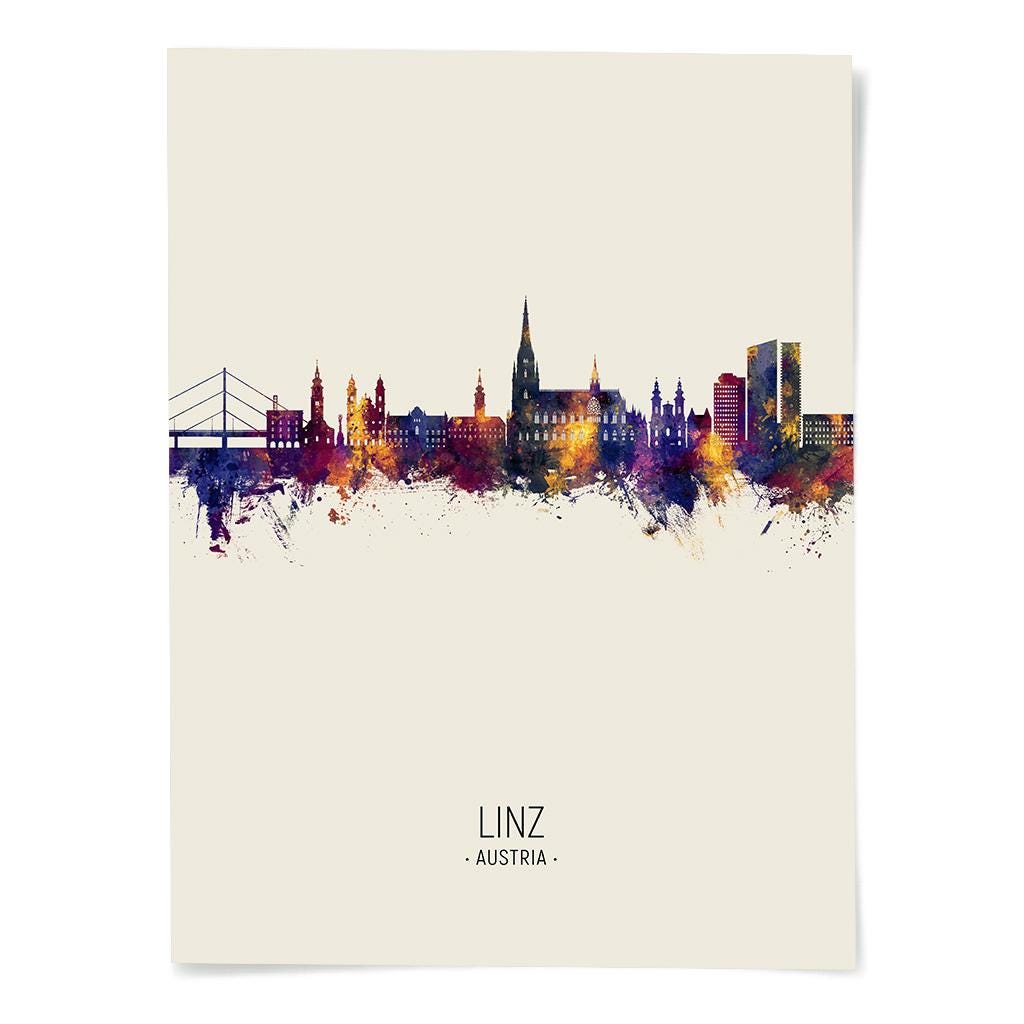 Linz Skyline, Linz Austria Cityscape Art Print Poster Portrait PX ...