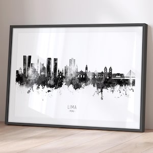 Lima Skyline Peru, Cityscape Painting Art Print Poster BX (25658)