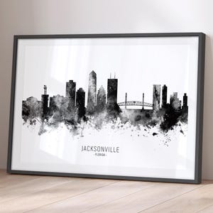 Jacksonville Skyline Florida, Cityscape Painting Art Print Poster BX (11627)