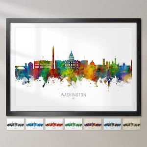 Washington Skyline DC, Stadtansicht Gemälde Kunstdruck Poster CX (6529)