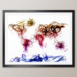Mapa del mundo con escritura ligera, impresión artística WM (96)