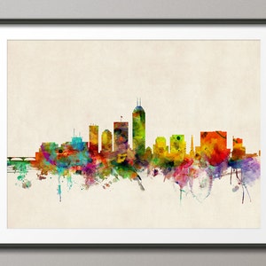 Indianapolis Skyline, Indianapolis Indiana Cityscape Art Print (586)