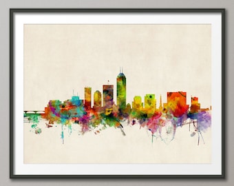 Indianapolis Skyline, Indianapolis Indiana Stadtbild Kunstdruck (586)