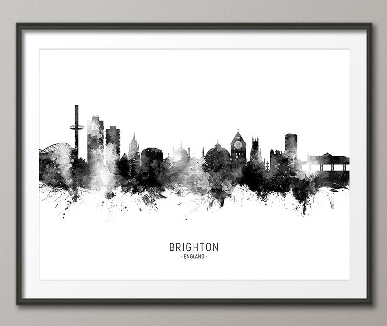 Brighton Skyline, Brighton England Cityscape Art Print Poster 15999 image 1