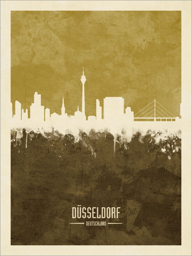 D\u00fcsseldorf Cityscape Germany D\u00fcsseldorf Skyline 4175 Watercolor Art Print Poster