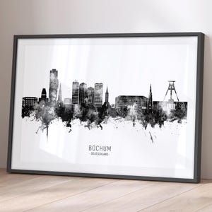 Bochum Skyline Deutschland, Cityscape Painting Art Print Poster BX (26537)