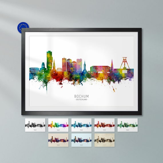 ポスター Bochum Skyline Deutschland, Cityscape Painting Art Print Poster ZX