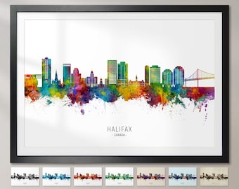 Halifax Skyline Canada, Cityscape Painting Art Print Poster CX (25104)