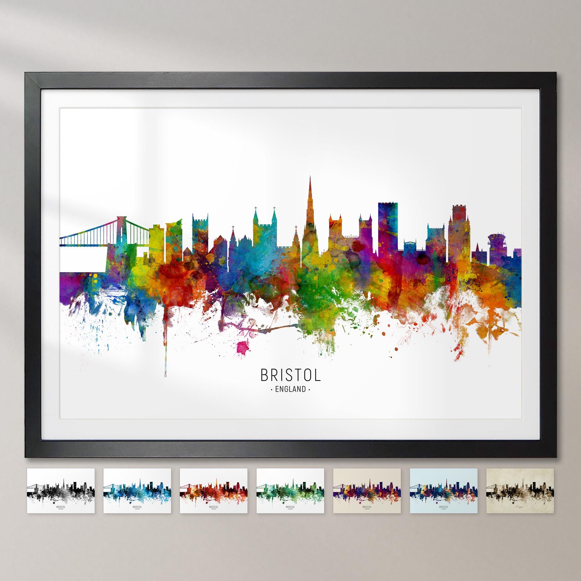Bristol Skyline England, Cityscape Painting Art Print Poster CX (6580)