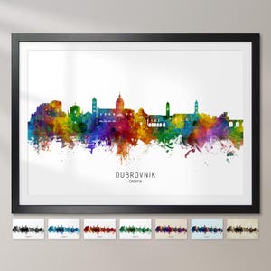 Póster con impresión artística de la pintura del horizonte de Dubrovnik, Croacia, paisaje urbano CX (32857)