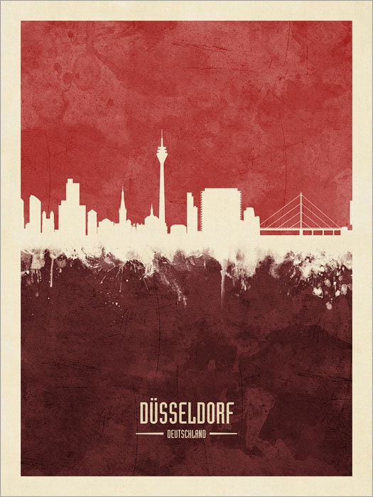 ITADGF Impression sur toile aquarelle de Düsseldorf