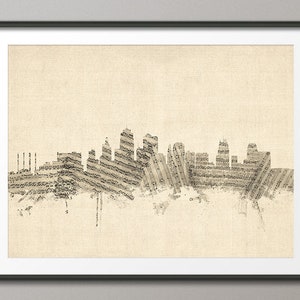 Kansas City Skyline Stadtansicht Notenbild Kunstdruck (4367)