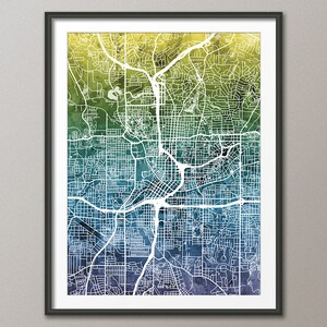 Atlanta Map, Atlanta Georgia City Street Map, Art Print (1806)