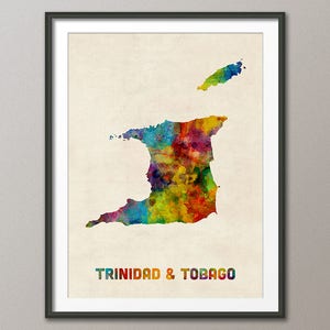Trinidad und Tobago Aquarell Landkarte, Kunstdruck (3141)