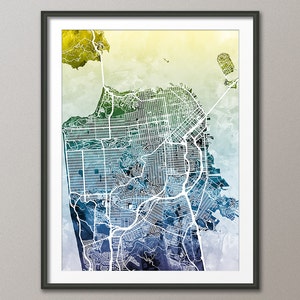 San Francisco Map, San Francisco California City Street Map, Art Print (1878)