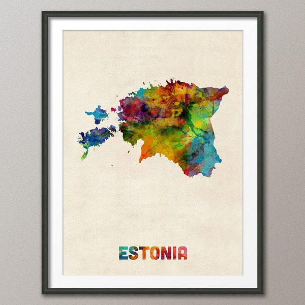 Estonia Map, Eesti Watercolor Map, Art Print (1917)