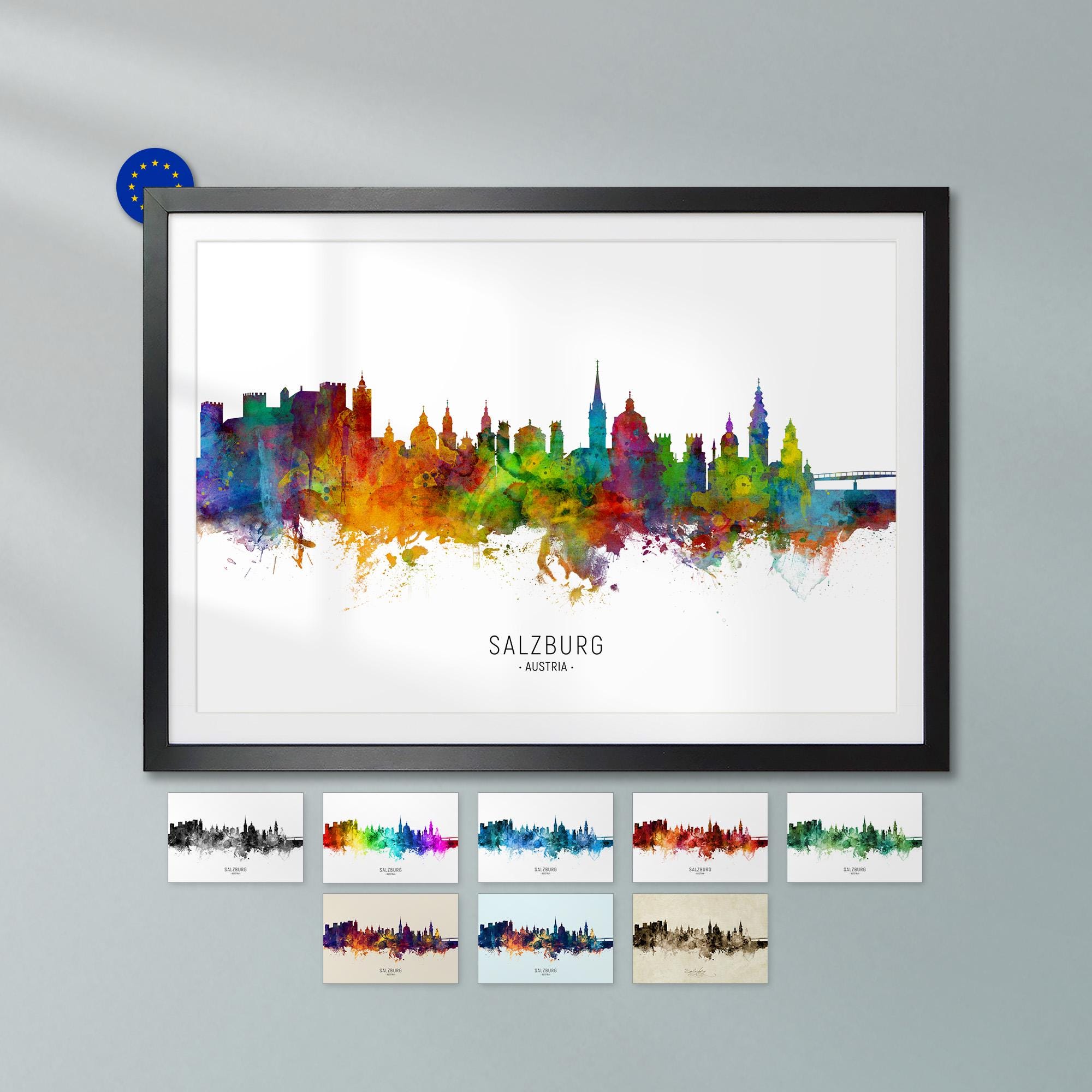 Salzburg Skyline Austria, Cityscape Art Print Poster ZX (6664) - Etsy