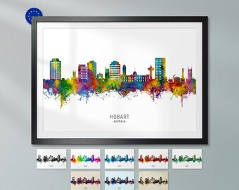 Hobart Skyline Australia, Poster Print Cityscape Art ZX (22338)