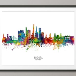 Bogotá Skyline Colombia, Cityscape Painting Art Print Poster CX (10725)