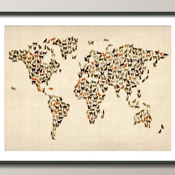 Cats Map of the World Map, Art Print (180)