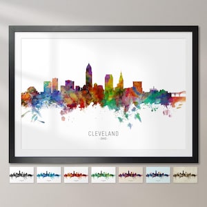 Cleveland Skyline Ohio, Poster impression d&#39;art peinture paysage urbain CX (6571)