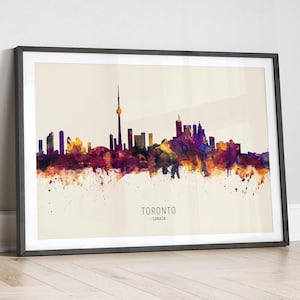 Toronto Skyline Canada, Cityscape Painting Art Print Poster LX (15063)