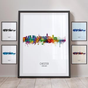 Chester Skyline, Chester England Cityscape Art Print Poster Portrait PX (25494)