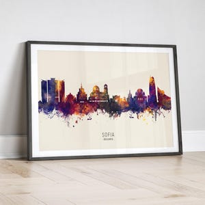 Sofia Skyline Bulgaria, Cityscape Painting Art Print Poster YX