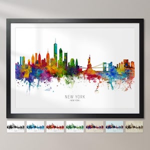 New York Skyline New York, Stadtansicht Malerei Kunstdruck Poster CX (6515)