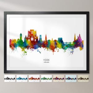 York Skyline England, Cityscape Painting Art Print Poster CX (15964)